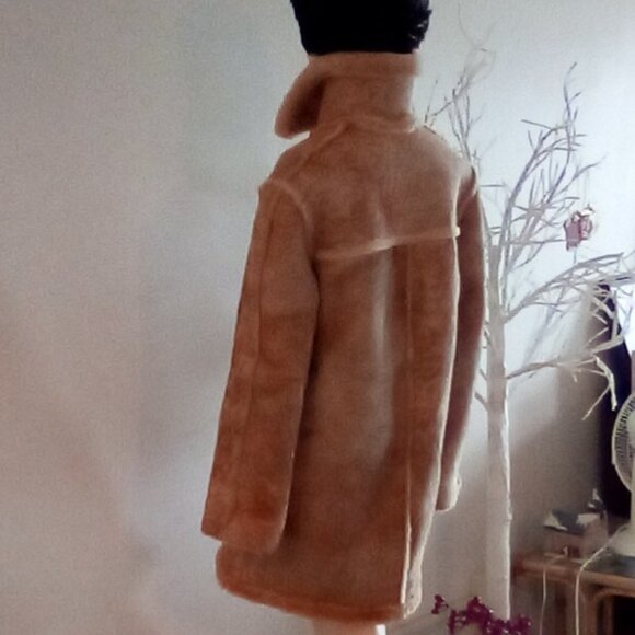 VTG Genuine House Of Leather Women's Suede Shearling Coat Sz M Bust 44" Doubled - Picture 4 of 14